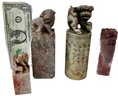 4 Pcs Vintage Chinese Hand Carved Soapstone Cartouche Printing Blocks