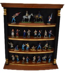 29 Pcs Cold Painted Pewter - Franklin Mint Collectibles 'Great Battles Of The Civil War' In Display Case