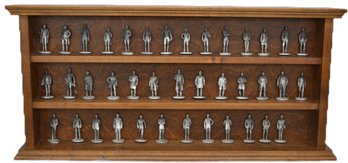 Vintage Danbury Mint 40Pcs Pewter Presidential Statue Collection In Wall Case Thru No. 40 Reagan, 26.25' X 12.