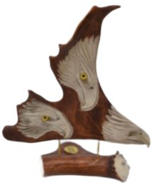 Vintage Carved Caribou Antler Flying Eagle With Two Additional Faces, Signed B. Merry Anchorage, 473