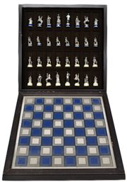 Vintage 1983 Franklin Mint National Historic Society Civil War Chess Set In Storage Board Case, 13' X 13' Sq