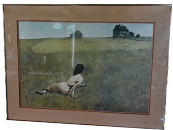 Classic Andrew WyetheFramed & Matted Print Under Glass Of Girl In Field, Frame 31' X 23.25'H, Sight 24' X 17'