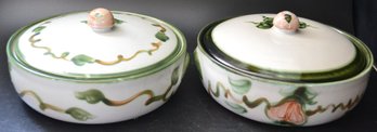 2 Pcs Vintage Serving Pieces - Covered Casseroles 1954 'Harvest' Stone Ware By John B. Taylor - VERY HEAVY