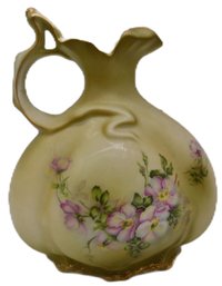 Vintage Japanese Nippon Pansy Floral Ewer Pitcher, 7' X 5' X 8.5'H