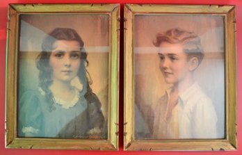 Vintage Pair Lithograph Portraits, Cynthia & Richard, By C. Bosseron Chambers, 10.5' X 13.5'H