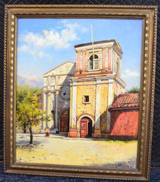 Antique 1913  'Convento Sn Francisco' Signed E. Gomez 1913 Oil On Canvas, 27'W X 31'H