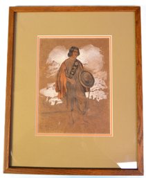 Antique 1848 ANON Watercolor Of Austrian Peasant, Tillysburg, Countess Emma O'Hegerty, 14.5'W X 18'H