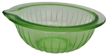 Vintage Uranium Green Glass Mix & Pour Bowl, 7.25' Diam. X 2.75'H