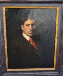 Nicely Framed Portrait Of Distinguished Young Ralph E. Bartlett, Oil On Canvas, Unsigned, 30.5'W X 36'H