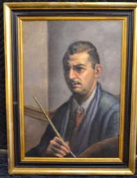 Well Framed 20thC Diplomat's Portrait, Oil On Board, 20'W X 26.5'
