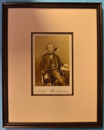 Antique Framed Original Autographed Cabinet Photograph Of Nathaniel 'Nath' Hawthorne, 10.5'W X 13'H