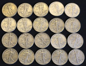 Roll Of 1941-P Walking Liberty Silver Half Dollars - Average Circulated