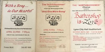 3 Pcs From The 'NORTHSHOREMEN' Barbershop Chorus Annual Show Broadsheets 1985-1987