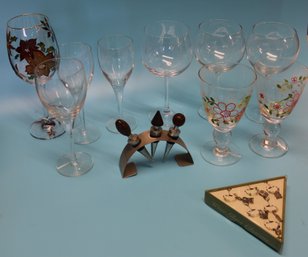 Wine Glasses (9) - Jewelry Wine Glass Markers - Wine Bottle Stoppers