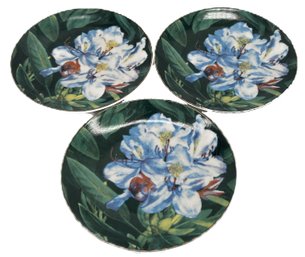 3 Pcs Vintage Decorator Plates With Floral Theme, 8.25' Diam.
