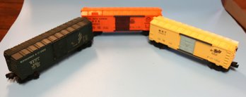 Three Lionel Freight Cars - Pacific Fruit Express 63521 - M&STL 9742 - MKT 6464-515 Reissue