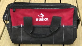 HUSKY Zippered Black & Red Tool Bag, 15' X 8.5' X 9', Gently Used