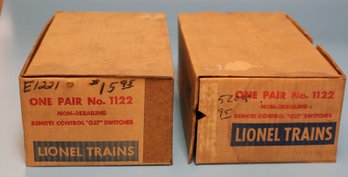 Two Pairs Of Lionel 027 Switches Model 1122 - In Original Boxes