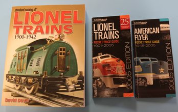 Three Toy Train Reference Books - 2 Lionel - 1 American Flyer