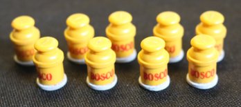 Set Of Nine (9) Bosco Yellow Milk Cans For Lionel Operating Car # 3672 - Bosco Milk Train Car