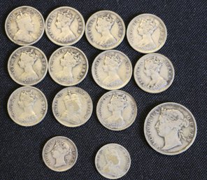 Fourteen Silver Coins From Hong Kong Under British Control