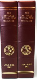 National Geographic Magazines, Full Year 1962 In Two Leather Bound Slip Covers