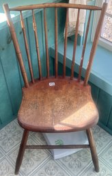 Antique Kitchen Chair With Spindle Back And Splayed Legs, 15.75' X 15.5' X 32.5'H