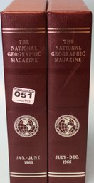 National Geographic Magazine, Full Year 1966 In Two Leather Bound Slip Covers