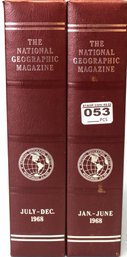 National Geographic Magazine, Full Year 1968 In Two Leather Bound Slip Covers