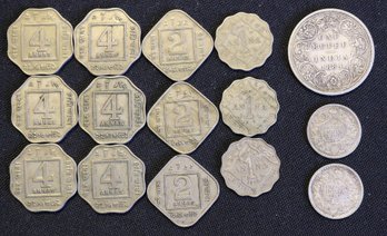 Fifteen Coins From India Under British Rule - 12 Nickel - 3 Silver