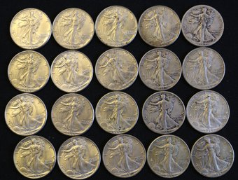 Roll Of 1942-P Walking Liberty Silver Half Dollars - Better Than Average Circulated
