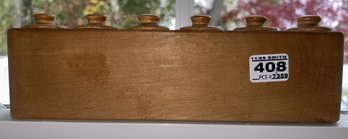 Unusual Treenware Wooden Container With 6 Individual Lidded Compartments, 10.5' X 1.75' X 3.5'H