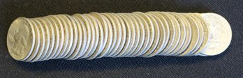 Roll Of 40 Silver 1941-P Washington Quarter Dollars - Average Circulated
