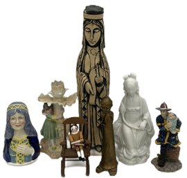 8 Pcs Unrelated Figurines, Tallest 13.25'H