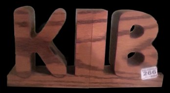 Wooden Bookends With Letters 'K' & 'B', 5.5' X 1.75' X 5.25'H