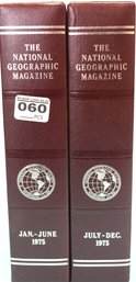 National Geographic Magazine, Full Year 1975 In Two Leather Bound Slip Covers