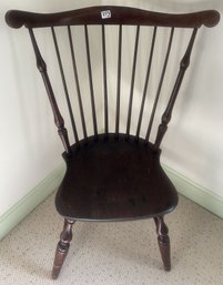 Antique Fan Back Spindle Chair With Turned Legs And Carved Seat, 24' X 16' X 25.5'