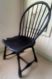 Antique Black Painted Child's Windsor Back Chair, 17.75' X 15' X 32.25'H