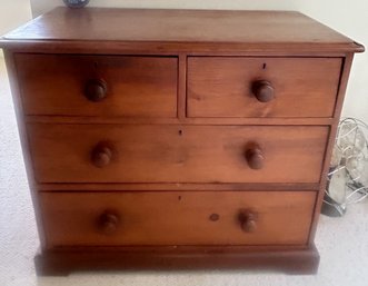 Antique 2-Over-2 Drawer Chest With Wooden Knob Pulls On Bracket Base, 36.5' X 20' X 30.25'H