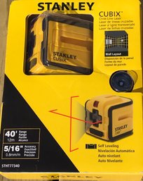 New In Box STANLEY Cubix Cross Line Laser, Self Leveling 40 Ft  Range And 5/16th Inch Accuracy