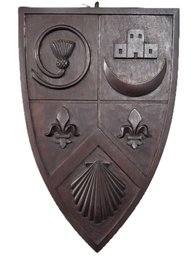 John Haley Bellamy Carved Bellamy Arms Coat Of Arms With Provenance, 8.75' X 13.5'H