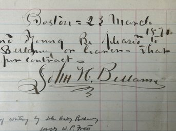 1871 Handwritten Signature Of John H. Bellamy, Renowned Eagle Carver