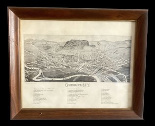 1884 Framed Map Of Oneonta, New York, 16' X 13'H