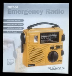 New Unopened In Box ETON FR200G Emergency AM/FM Radio, Flashlight, No Power No Problem, Hand Crank Or AC