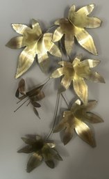 Contemporary Cut Metal/Brass Leaf Wall Art Sculpture, 9' X 3' X 17'H