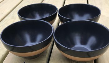 4 Pcs Pfaltzgrapff Everyday Cereal Or Soup Bowls Concentric Black Design, Open In Microwave Safe, 6.25' Diam.