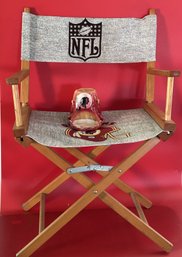 Vintage NFL Redskins Imprint Canvas Director's Chair 24.5' X 16.5' X 33'H & Carved Candle