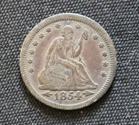 1854-P Seated Liberty Quarter With Arrows