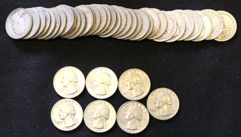 Roll Of 40 Asssorted Date Silver Washington Quarters - Circulated