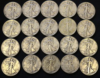 Roll Of 1936-P Silver Walking Liberty Half Dollars - Average Circulated